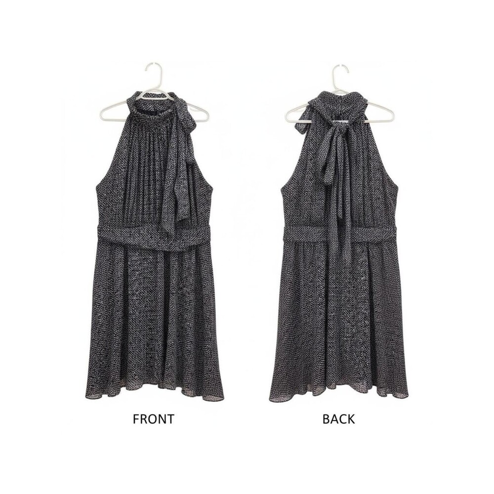 Halter Neck Dress Party Cocktail Sleeveless Black White Print - Size ?